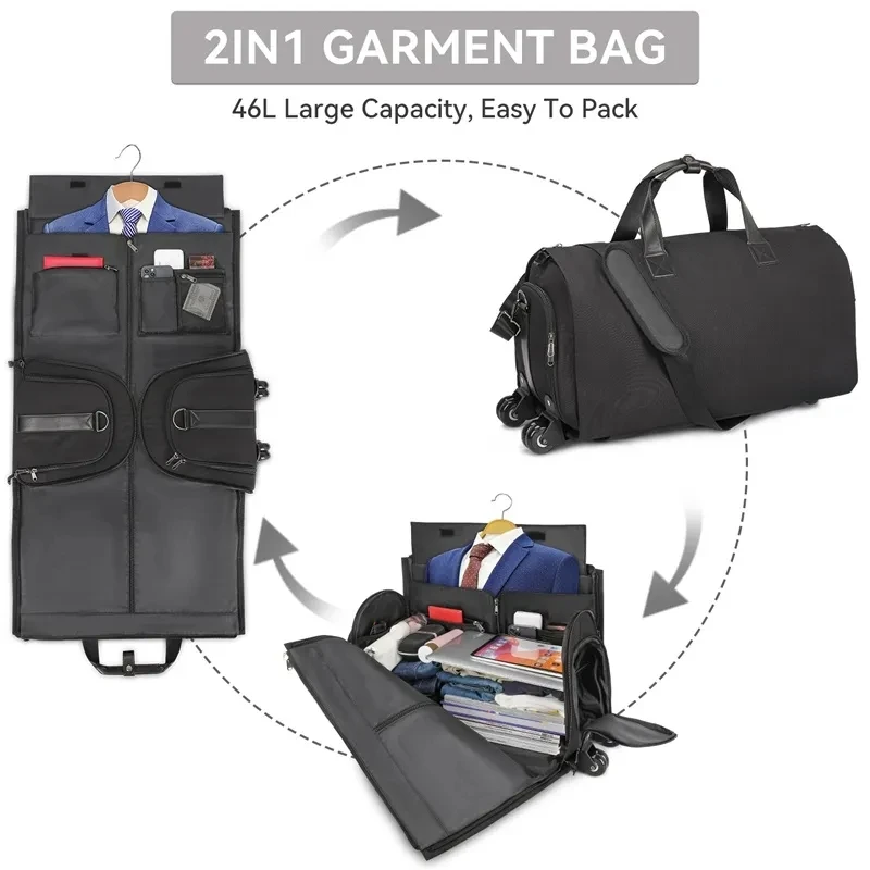 Custom Garment Bag Expandable Rolling Duffle Bag Large Trolley Duffel