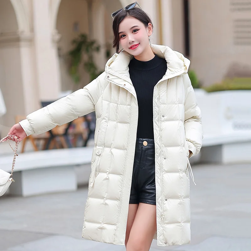 New Luxury Long Plus Size Women's Shiny Down Jacket High Waterproof Women's Down Jacket Coat