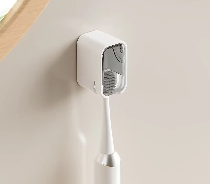 Waterproof Wall-Mounted Toothbrush Holders Strong Self-Adhesive Bathroom Organizer with Cover for Family