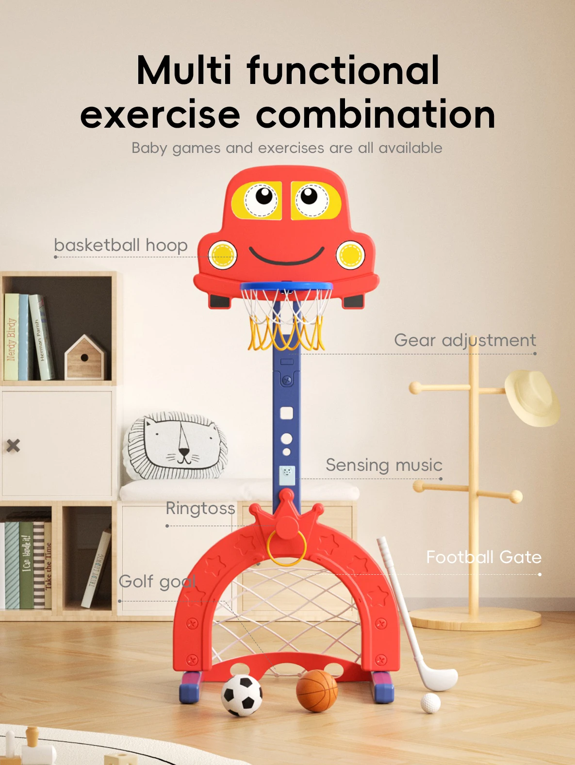 Feelkids Height Adjustable Plastic Toddler Indoor/Outdoor Basketball Hoop Portable Goal for Ages 8-13 Boys and Girls supplier