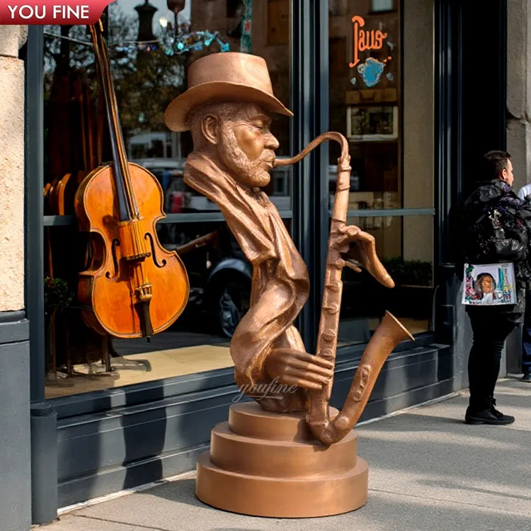 Music Statue Outdoor Garden Life Size Bronze Angry Man Sculpture Statue