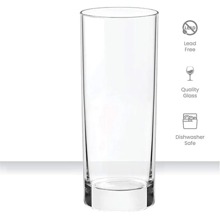 Aihpo9 Tall Drinking Glass Lead Free Home Crystal Clear Beverage Water 