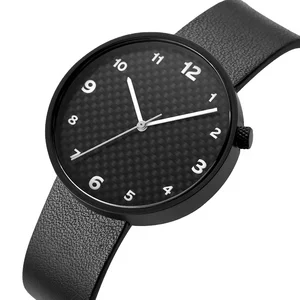 Custom High Quality Fashion Analog Black Men's Stainless Steel Leather Band Watch Sapphire Crystal Dial Water Resistant OEM Logo