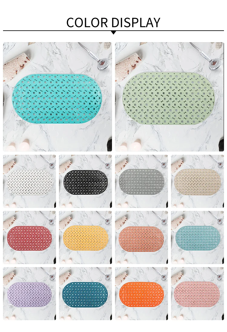 Soft Rectangular Waterproof Bathroom Mats 70*39 Cm Massage Shower Mat