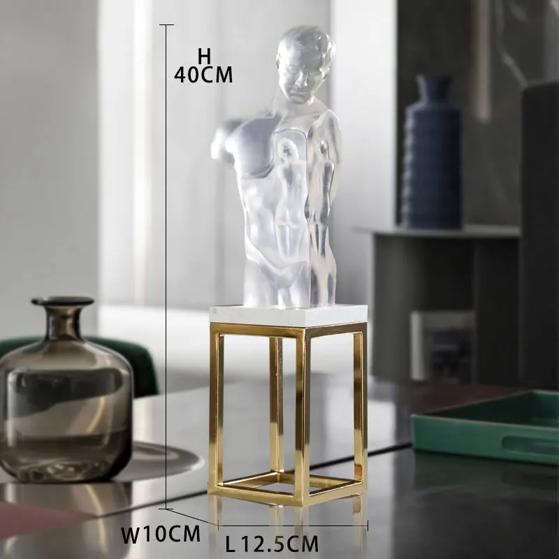 Factory Custom Resin Metal Craft Art Statue Interior Art Design Transparent Resin Nude Human Sculpture
