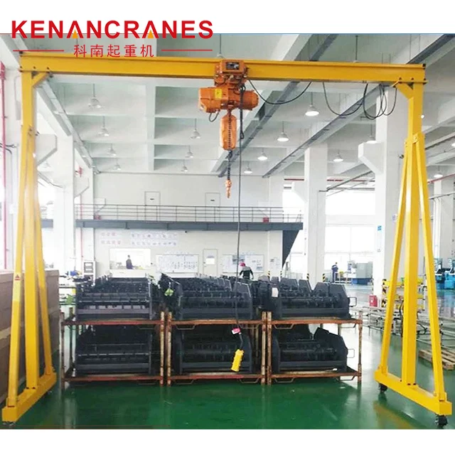 Small Mini Telescoping Girder Adjusting Height Motorized 1 2 5 10 20 Ton Portable Gantry Crane with Chain Hoist Lifting Machine