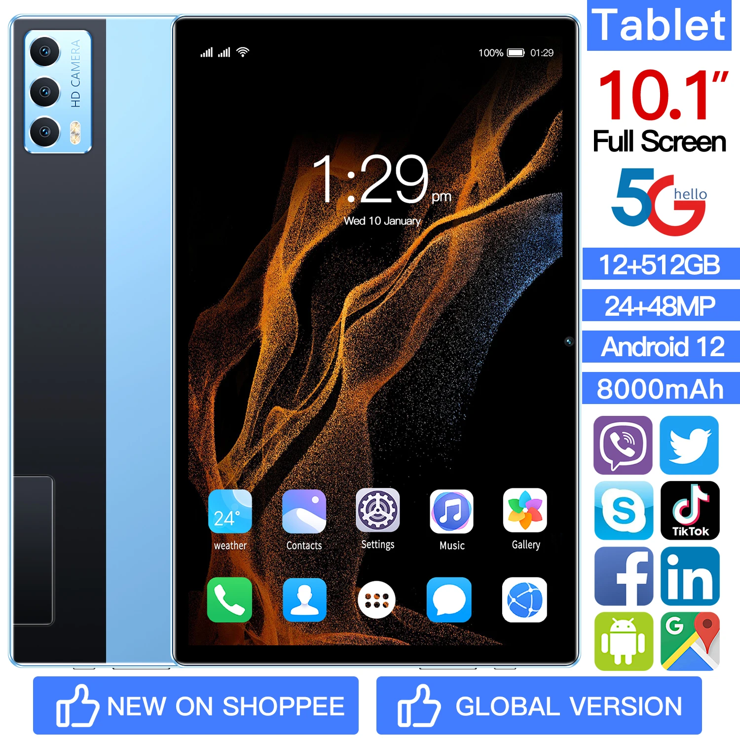 ゲーミングタブレット12GBRAM 128GB ROM Android頑丈な