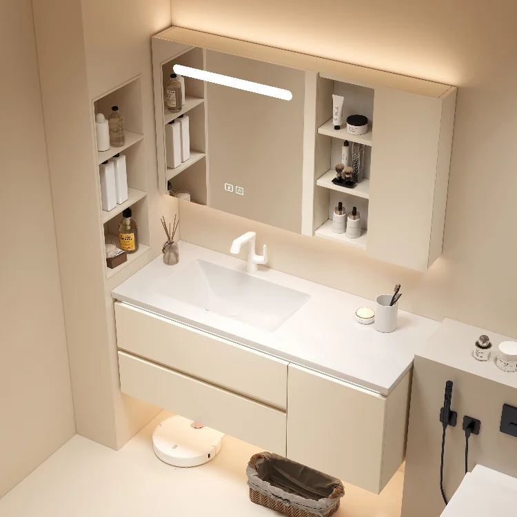 Modern Floating Bathroom Vanities With Sink And Mirrors Wood Bathroom