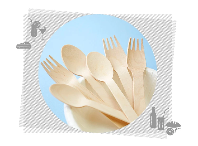 Cheap Price Eco Friendly Fast Food Restaurant Party Wedding Banquet Wooden Spoons Knife Fork Spoon Tableware Disposable Cutlery