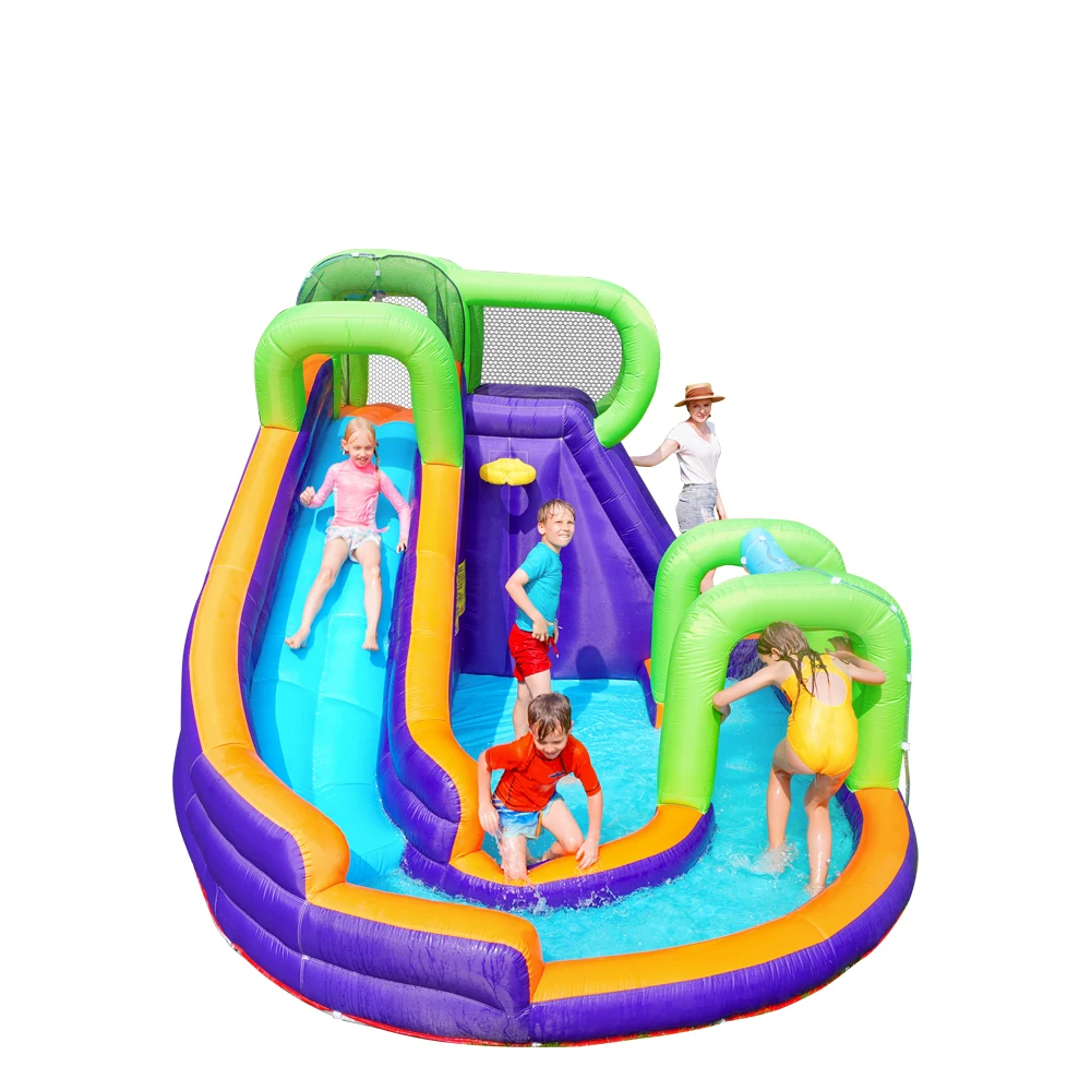 Fashion in summer Factory bouncing spiderman inflatable castle with slide pool