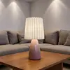 Pink conical-beige straight pleated shade table lamp