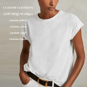 OEM Cotton Women's T-Shirt Custom Short Sleeve Crew Neck Basic Plain Basic Oem T-Shirt Solid Color