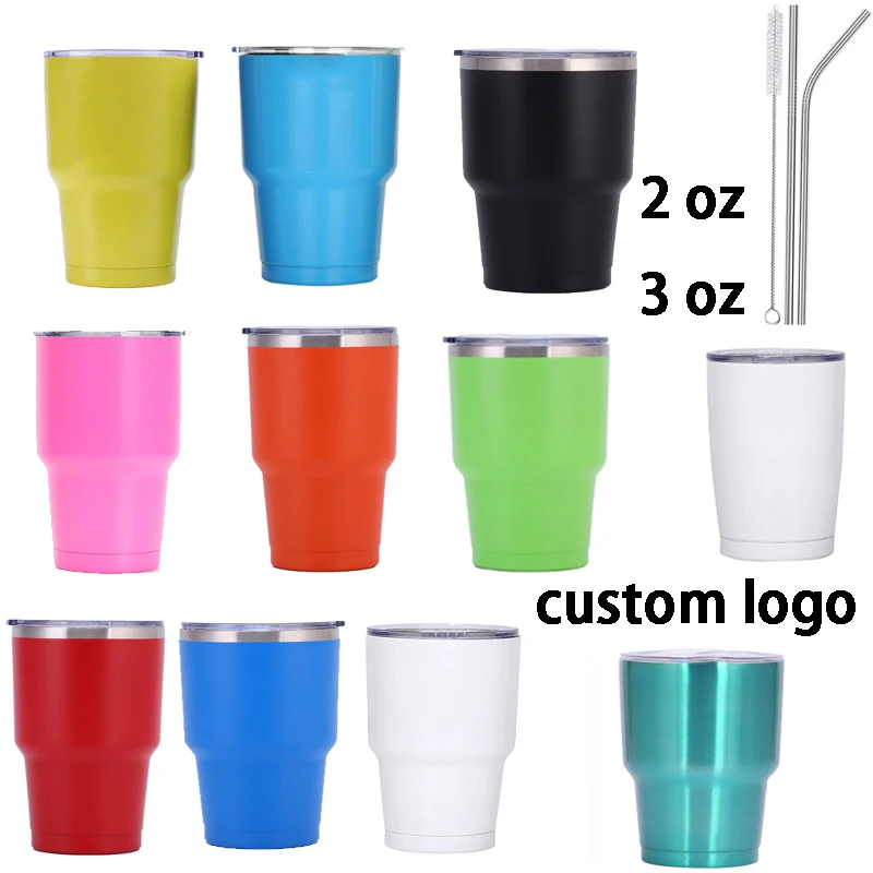 Mini Tumbler Insulated Shot Glass With Straw 3oz