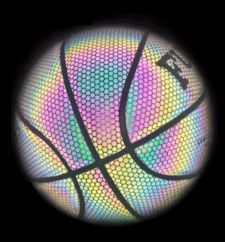 ALLOMN Pallacanestro Luminoso, Gioco Notturno Riflettente Luminoso Street Pu Pallacanestro Incandescente No.7, Con Borsa a Sfera Gonfiatore Borsa a Rete, Aghi Per Palla Regalo Sportivo Per Ragazzo (A