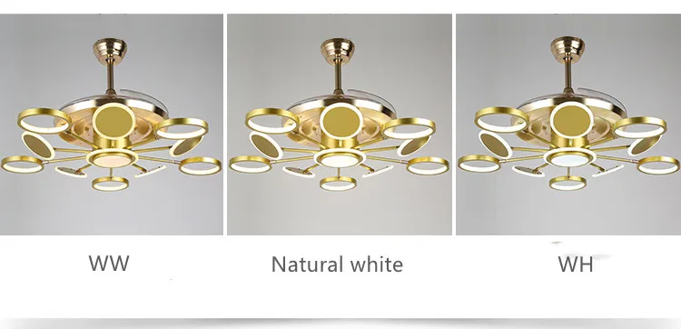 42 inch luxury  Foldable ceiling ABS Fan Blade chandelier with remote control fan lamp fixtures Led Light Fans Light