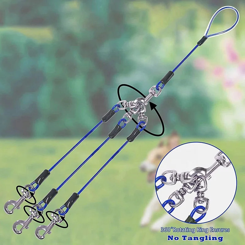 Custom Double Metal Dog Leash Steel Wire Dog Leash Rope Cable Tie Outs
