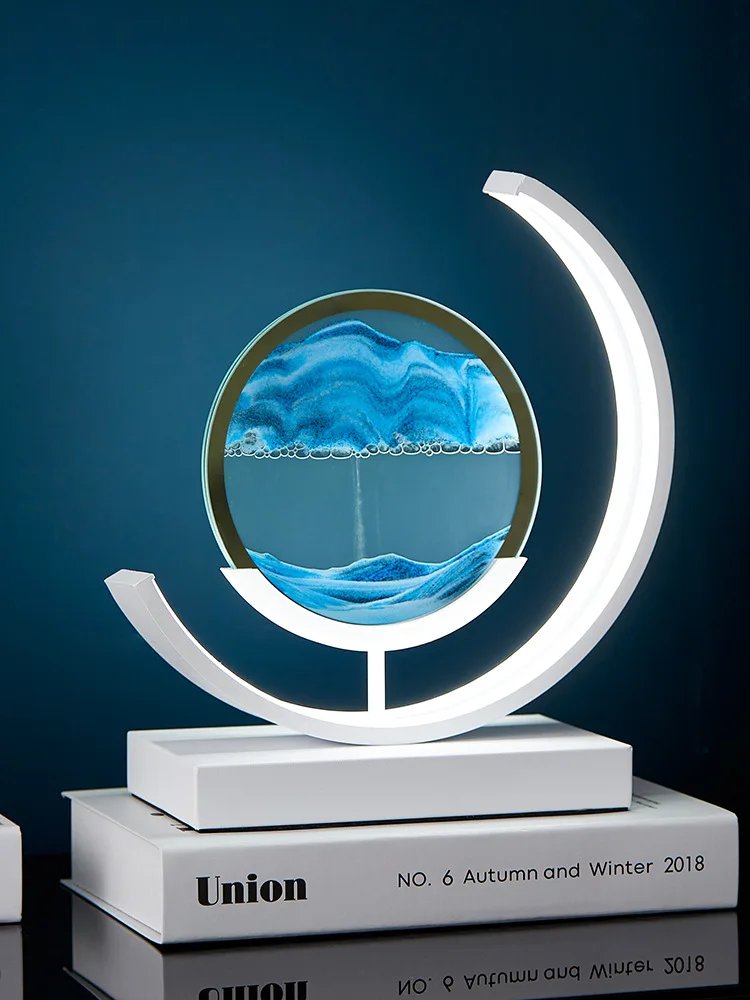 Dynamic Quick Sand Painting Picture  Moving Sand Art Modern Desk Light  Flowing  Remote Control  3D LED Table Lamp