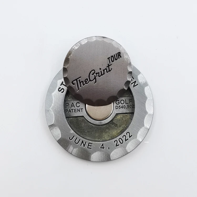 Wholesale Custom Metal Magnetic Golf Club Poker Chips Ball Markers Hammered Edge Ball Marker Customized manufacture