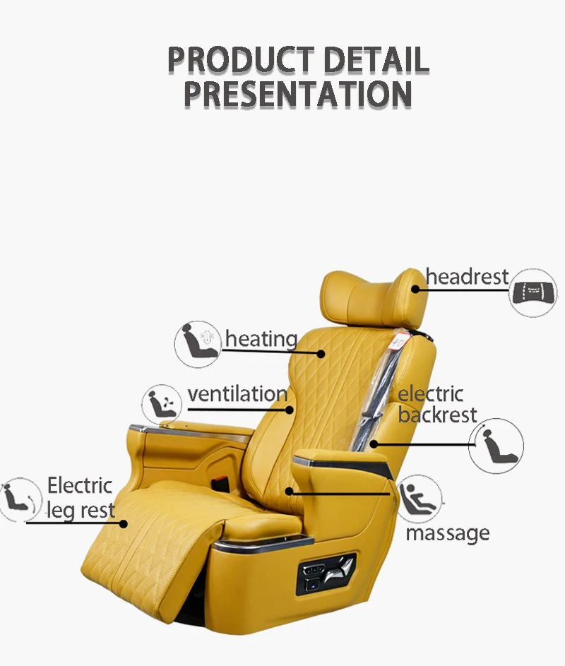 Made in China Custom Leather Recaro Car Seat Commercial Power Folding Ventilated Heated Seat