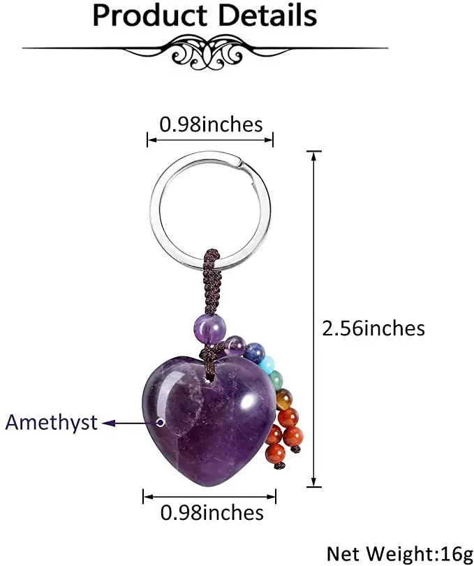 Wholesale Crystal Chakra Ring Holder Natural Gemstone Keychain