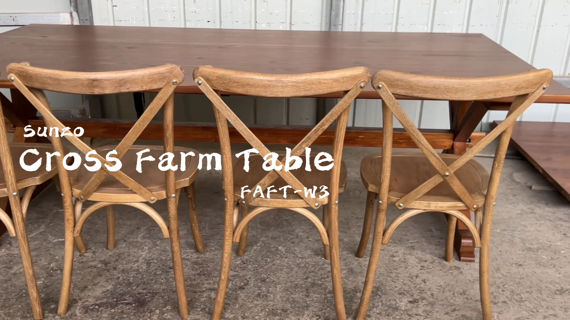 Sunzo Furniture Solid Wood French Rustic Farm Dining Tables For Events