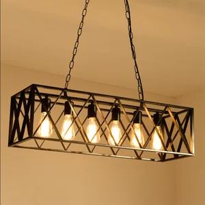 Luxury Farmhouse Vintage Kitchen Dining 6light Iron E27 Chandeliers Pendant Light