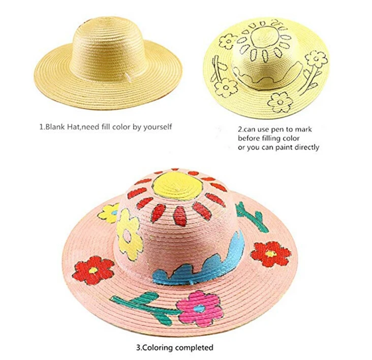 Unisex Hand Made DIY Sun Hat Kids Summer Straw Hat display picture 2