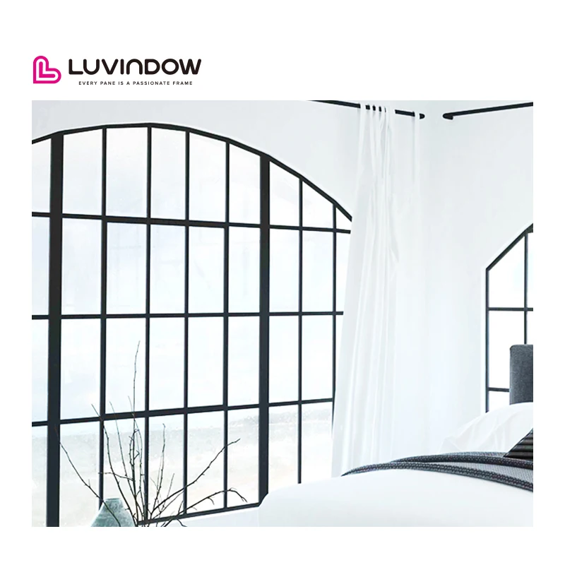 Simple Design Double Glazed Aluminium Fixed Arch Windows Glass Casement with Horizontal Opening Pattern for Villa Use