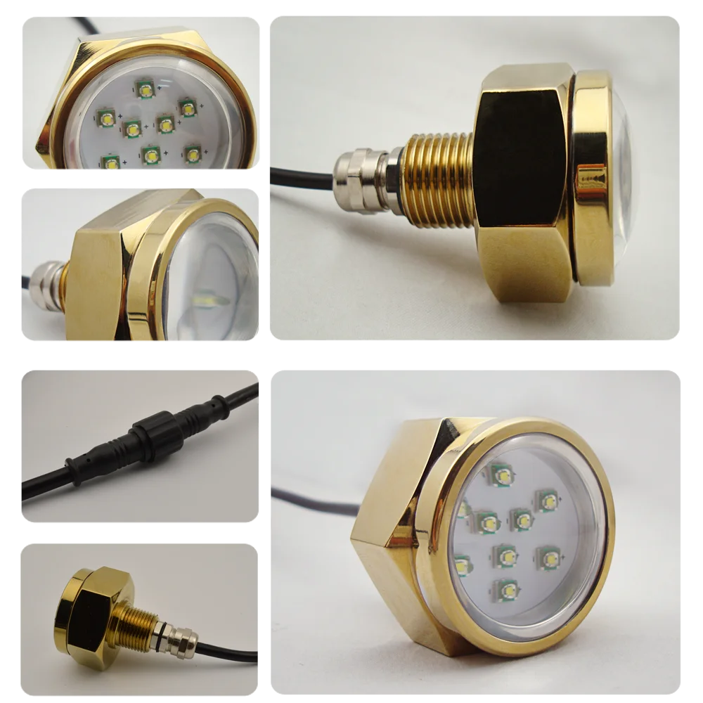 9LEDs 27W IP68 Titanium Alloy Shell Yacht Submarine Lamp RGB Boat Drain Plug Light Color Marine Underwater Boat Lights