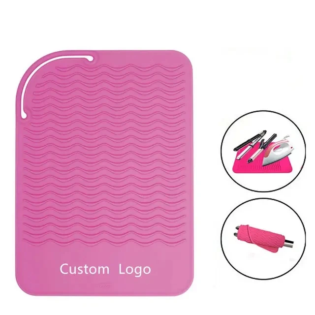 Silicone Hair Straightener Curling Iron Pad Silicone Mat Pouch Heat