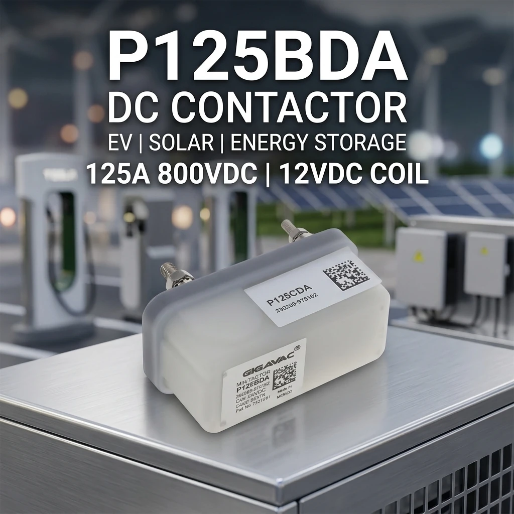 หน่วยสลับกระแสตรงแบบตัวเรือนกะทัดรัด P125BDA สำหรับ Sensata-Gigavac กระแสไฟฟ้า 30A, แรงดันไฟฟ้าตรง 12VDC และสูงสุด 1200VDC, ใช้งานได้ในช่วงอุณหภูมิกว้าง เหมาะสำหรับเครื่องจักรในอุตสาหกรรมเหมืองแร่