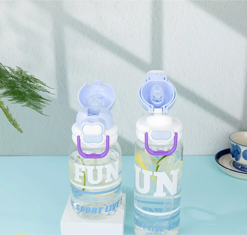 Eco-Friendly 650ml Tritan Portable Plastic Water Bottle with Flip Straw Beautiful Colours BPA-Free Sippy Cups for Camping