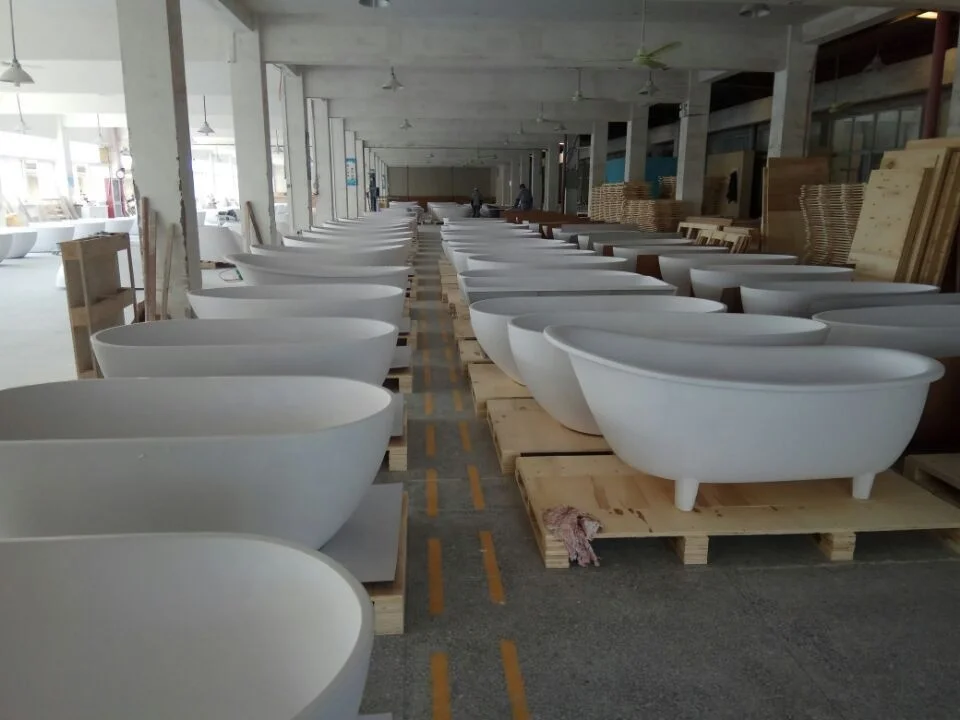 Artificial Stone Hotel Bathroom Tubs Marble Spa Bathtubs Solid Surface Freestanding Baths Cast