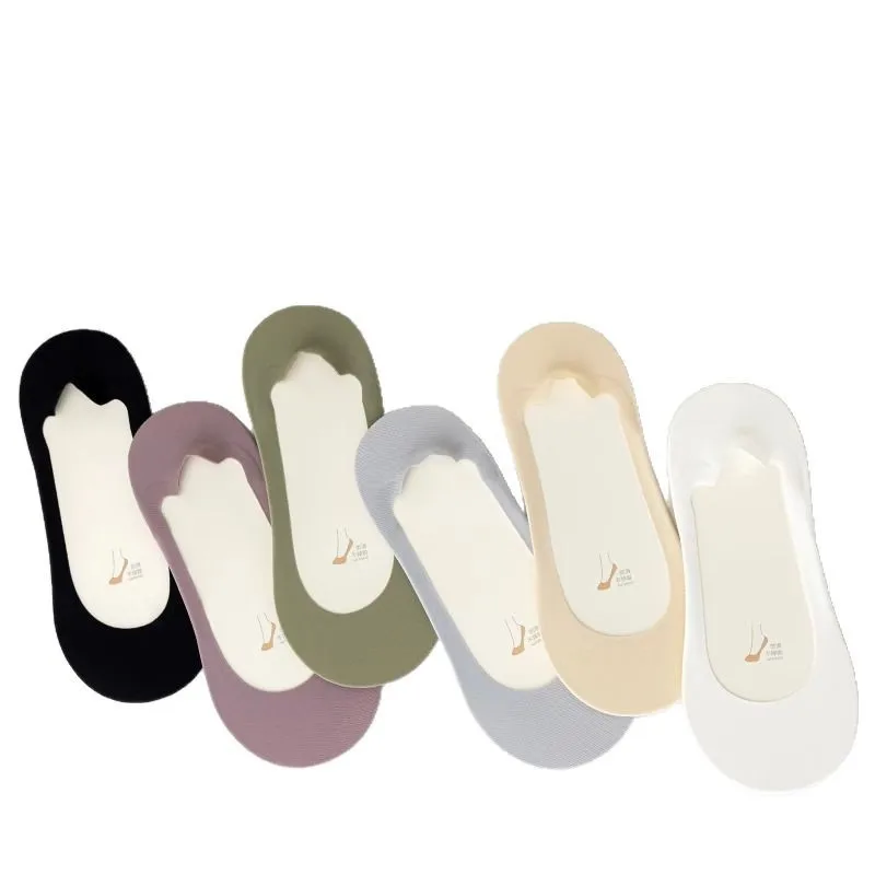 Wholesale Non Slip Seamless No Show Socks Cushion Sole Sweat Absorbent Low Cut Invisible Boat Socks for Women Flats Loafers