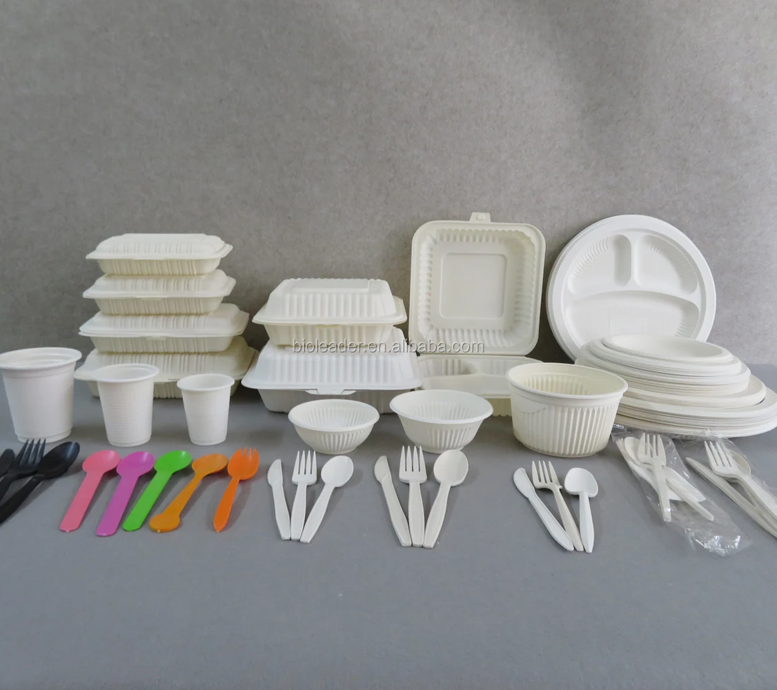 Disposable Compostable Take Out Plastic Corn Starch Clamsell Food Box Packaging Cornstarch Food Container 8x8 9x9