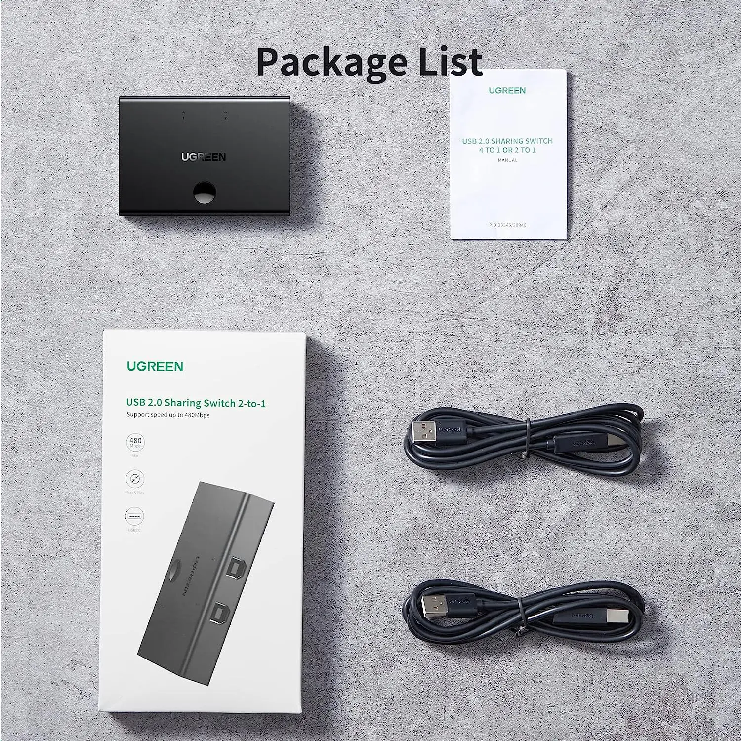 UGREEN USB共享开关USB 2.0外围设备切换器适配器盒2计算机共享1 USB设备集线器| Alibaba.com
