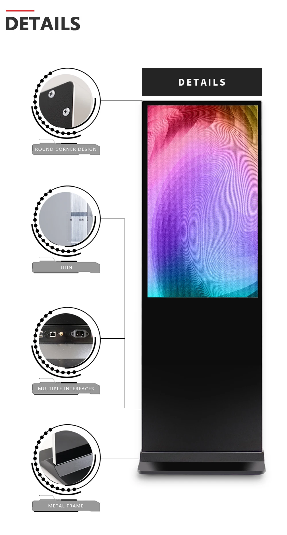 43 Inch Wifi Interactive Android Lcd Digital Signage Floor Standing