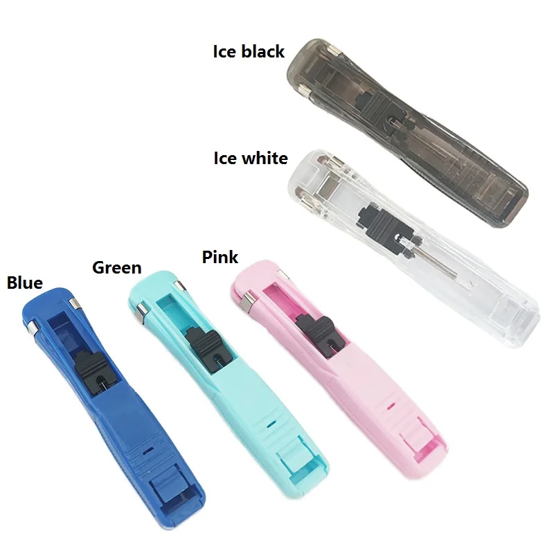 Portable Recyclable Paper Clam Clip Binding Dispenser Mini Push Stapler for Office Desk Accessories Home School Supplies
