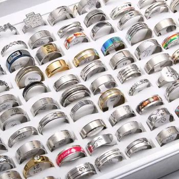 Cheap wholesale men's stainless steel rings mixed men's jewelry rings