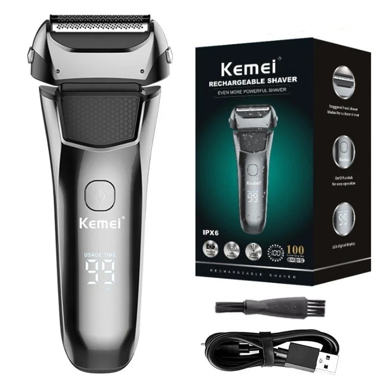 Kemei KM-8512 electric shavers beard rechargeable shaving machine for men waterproof with LCD display Razor shavers bald trimmer