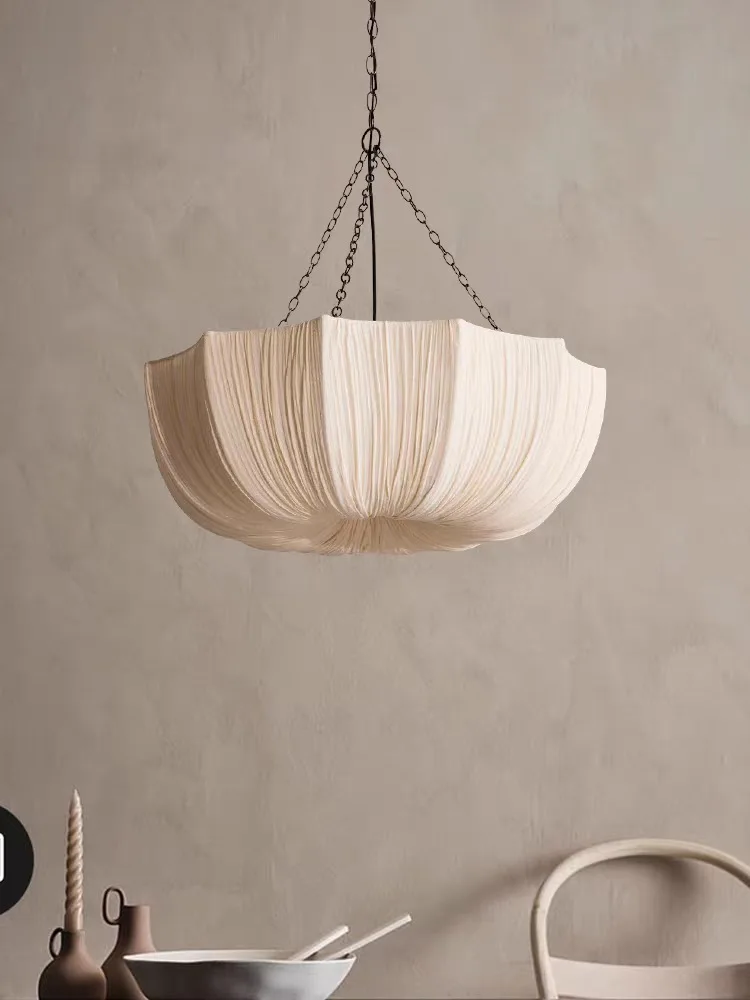 Vintage Style Umbrella Fabric Chandelier Creative French Pendant Light for Hotel Living Room Island Villa Decor