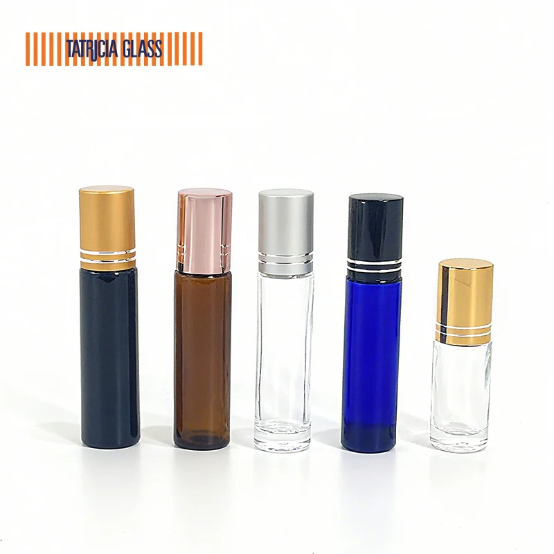 CE ISO Certified 5ml 8ml 10ml 15ml  Round Aluminum Refillable Travel  Mini Perfume Bottles Black Blue Amber Glass Bottle OEM/ODM
