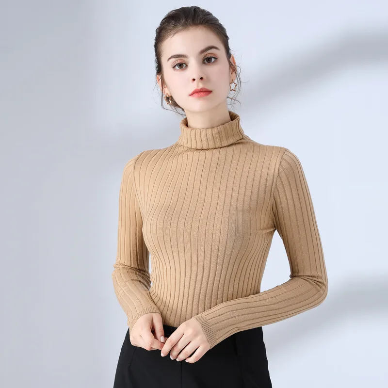 Woman Knitted Turtleneck Sweater with Long Sleeves Handmade in Europe