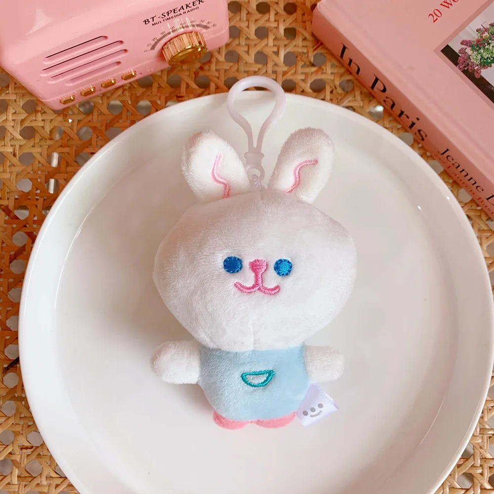 Mini Plush Bunny Keychain Rabbit Keychain Plush Stress Relief Toy Cartoon Backpack Clip Plush Toy