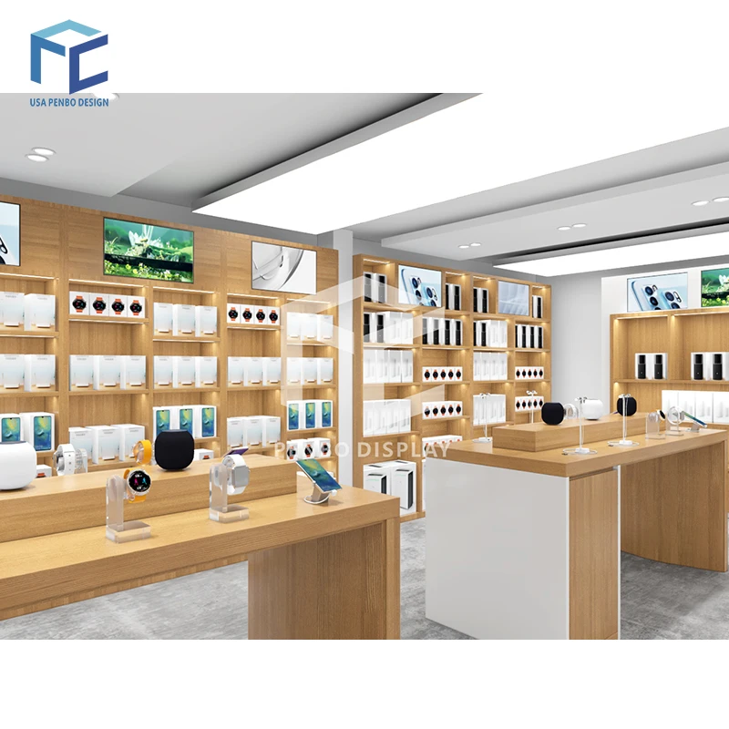 USA LOCAL Simple Small Cell Phone Accessory Stores Interior Design Customized Shop Counter Table Design to Display Mobile Phone