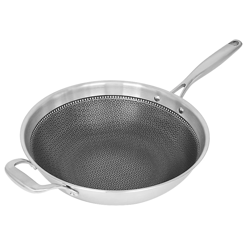 HGNFD 304 Stainless Steel Wok Nonstick Wok, Hexclad Cookware,Hexclad Frying  Pan (34cm) in Saudi Arabia