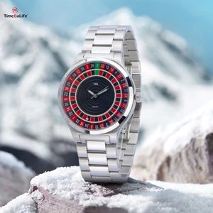 OEM Custom Logo Luxury Gambling Disk Watch Mens Wrist Watch Casino Roulette Clock Quartz Watch for Men