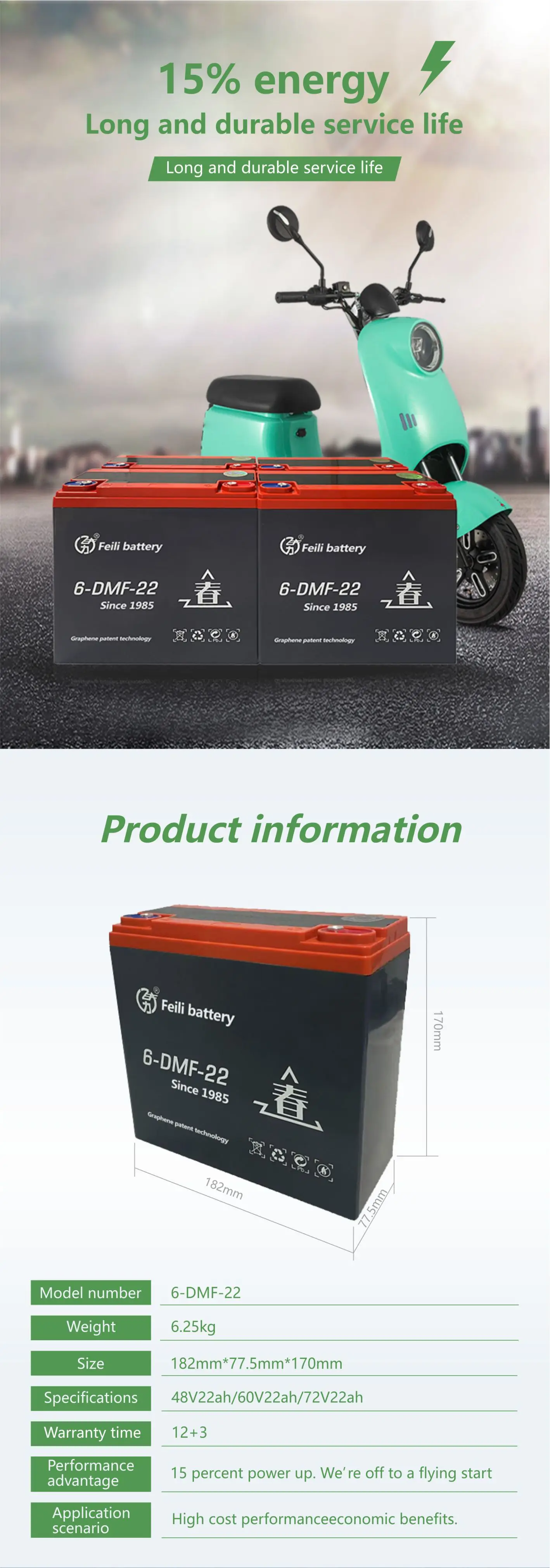 12v 22ah Deep Cycle Lead Acid Battery Rechargeable For E-bike 12v ...