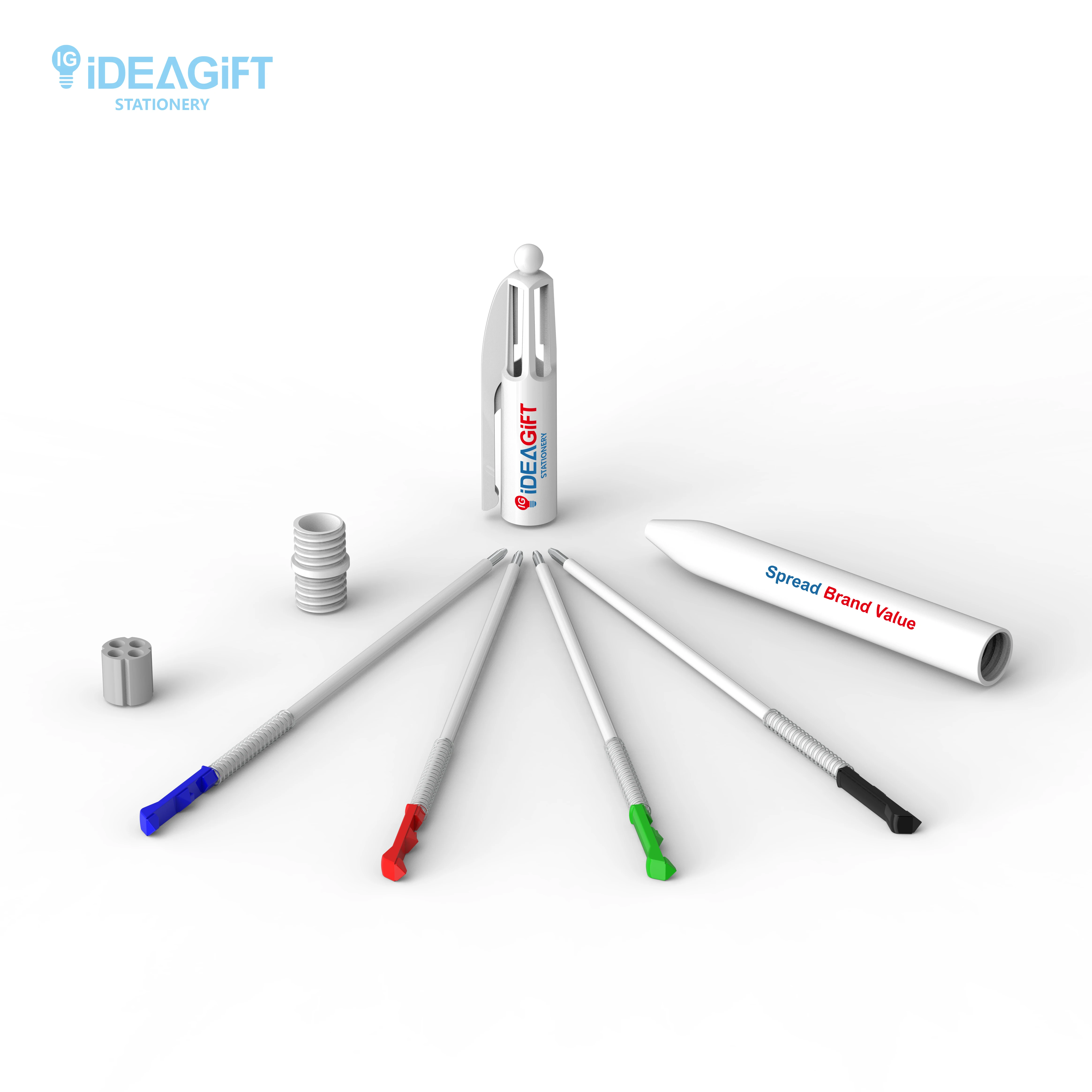 Шариковая ручка 4 в 1 с логотипом заказчика от производителя разноцветная Четырехцветная со стилусом шариковая цветов