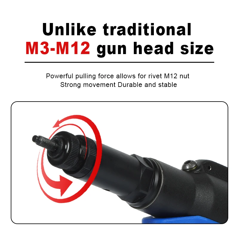 Pistolet Riveteuse Pneumatique Écrou M6/M8/M10 – Outil Auto-Bloquant, Puissant & Ergonomique
